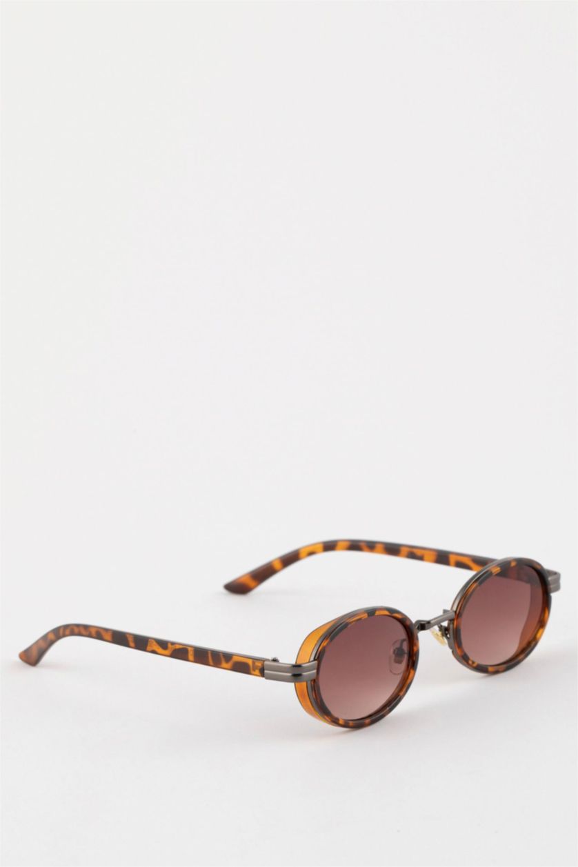 Women Dark Brown Woman Round Sunglasses