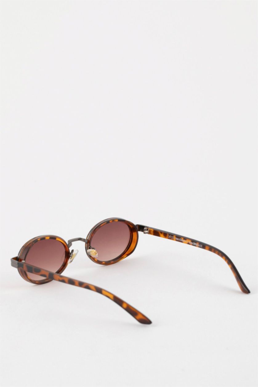 Women Dark Brown Woman Round Sunglasses