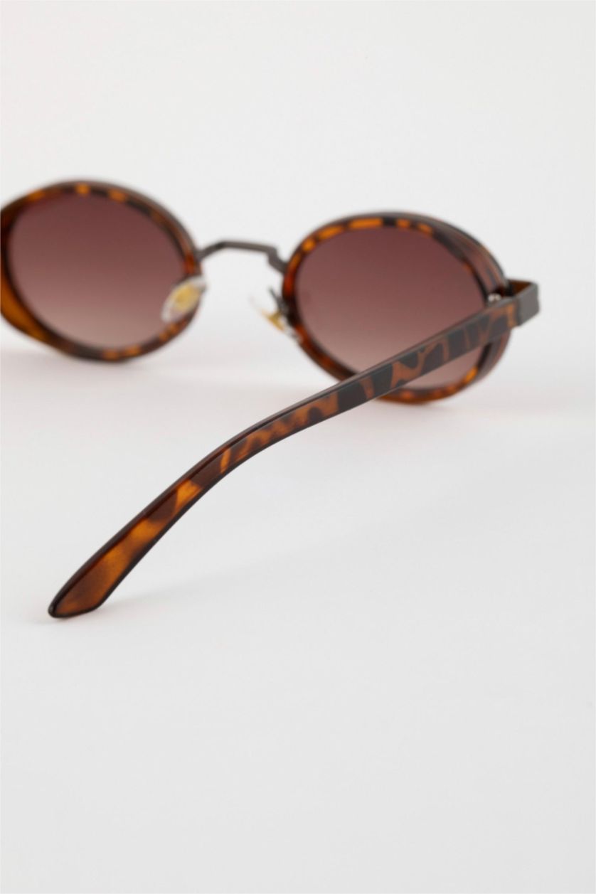 Women Dark Brown Woman Round Sunglasses