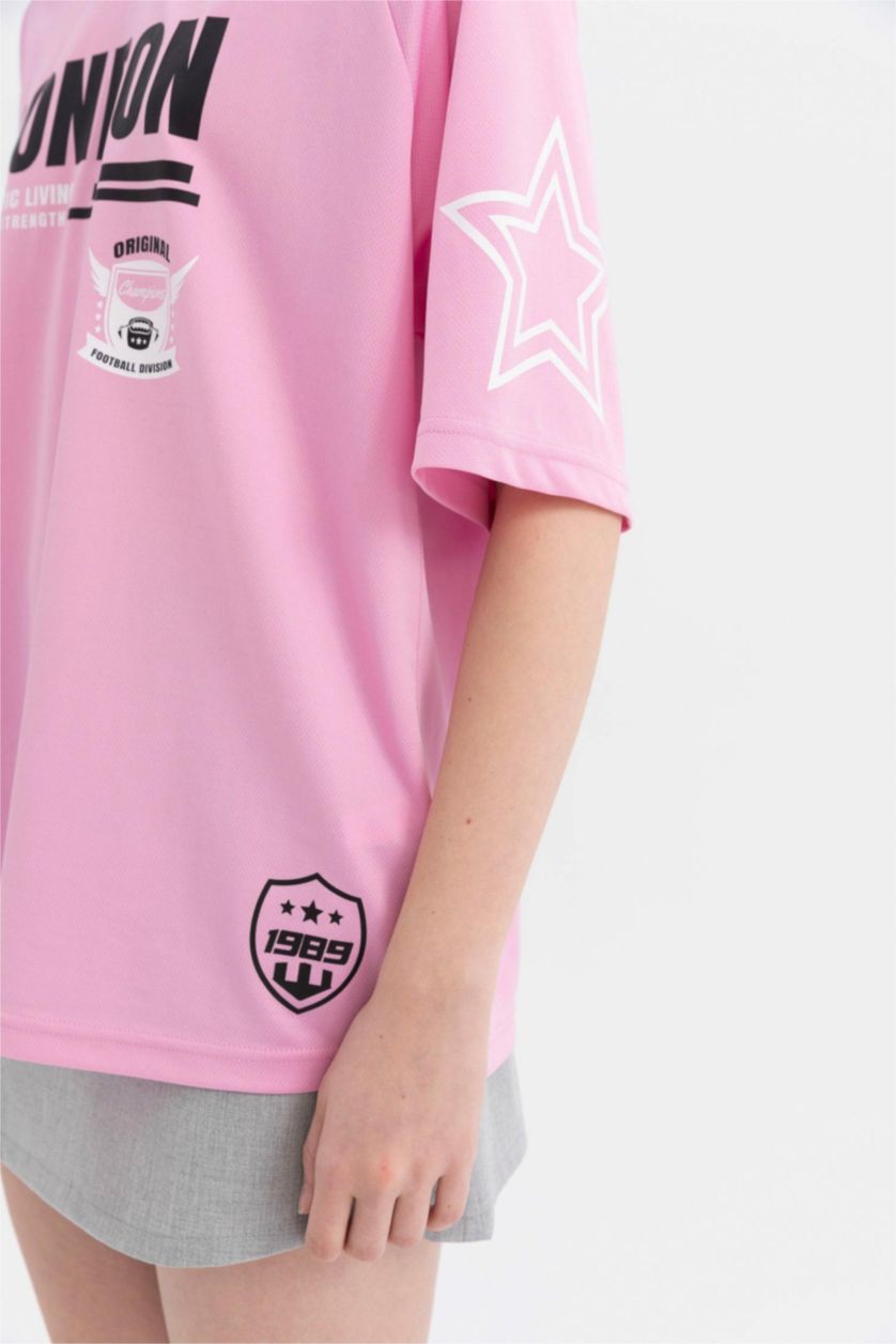 Kadın Pembe Oversıze Kısa Kollu Tişört