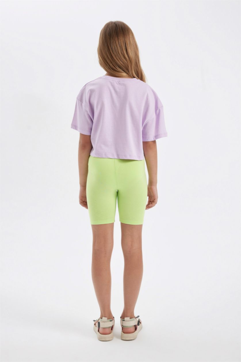 بنات أخضر فاتح سروال ضيق بناتي قصير