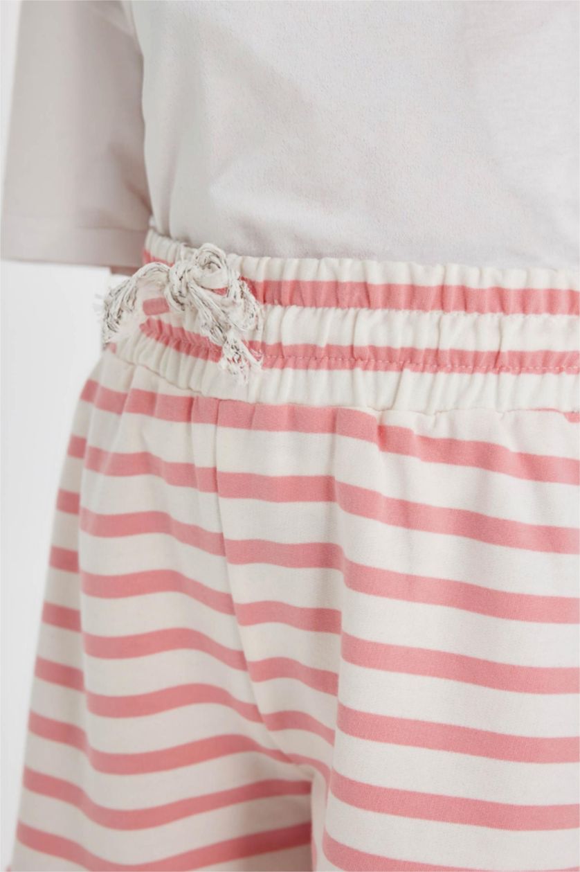 Kız Çocuk - Genç Kız Pembe Çizgili Şort Kız Çocuk