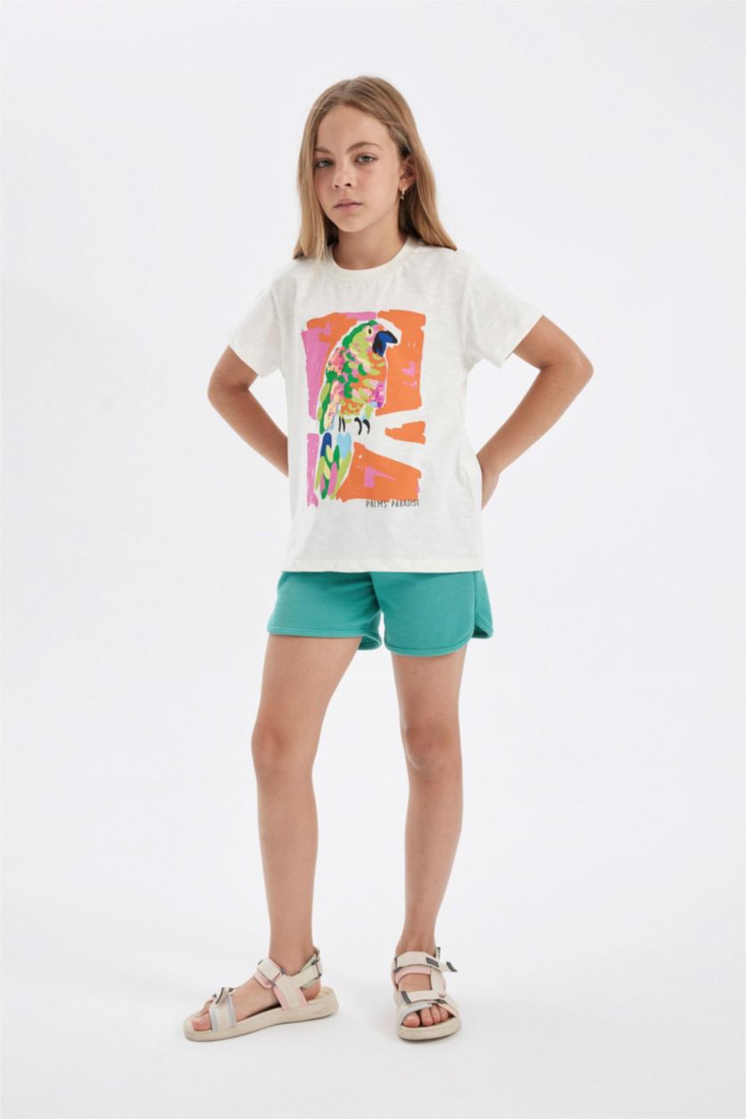 Kız Çocuk - Genç Kız Açık Yeşil Waffle Şort Kız Çocuk