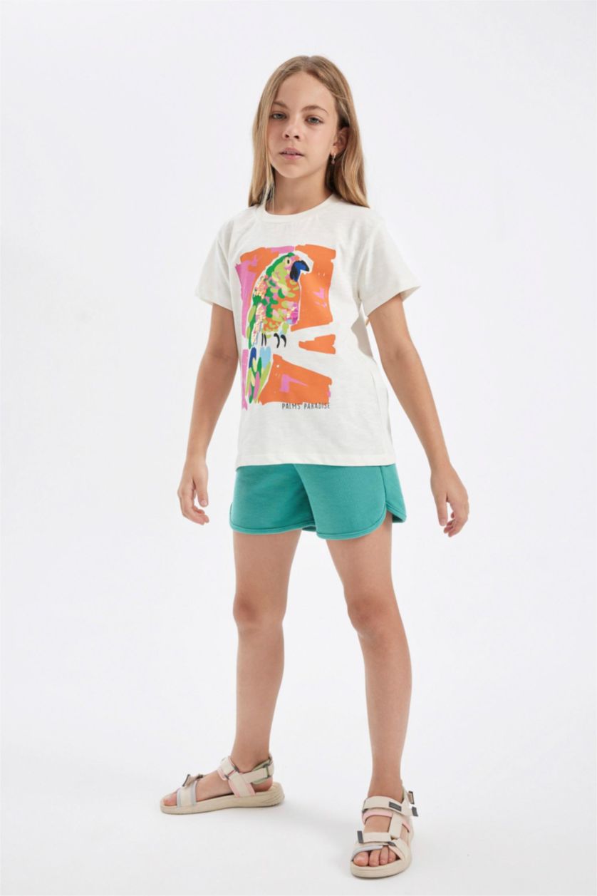 Kız Çocuk - Genç Kız Açık Yeşil Waffle Şort Kız Çocuk