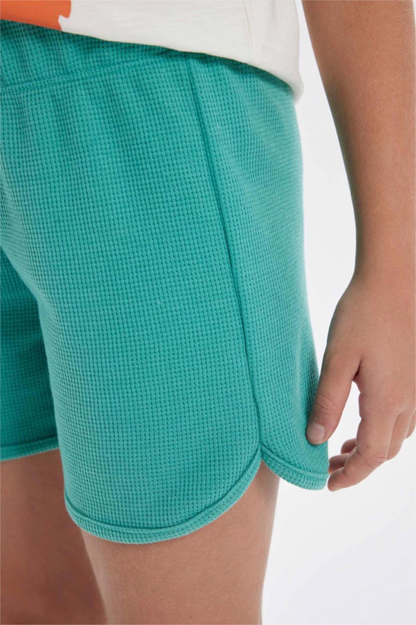 Kız Çocuk - Genç Kız Açık Yeşil Waffle Şort Kız Çocuk