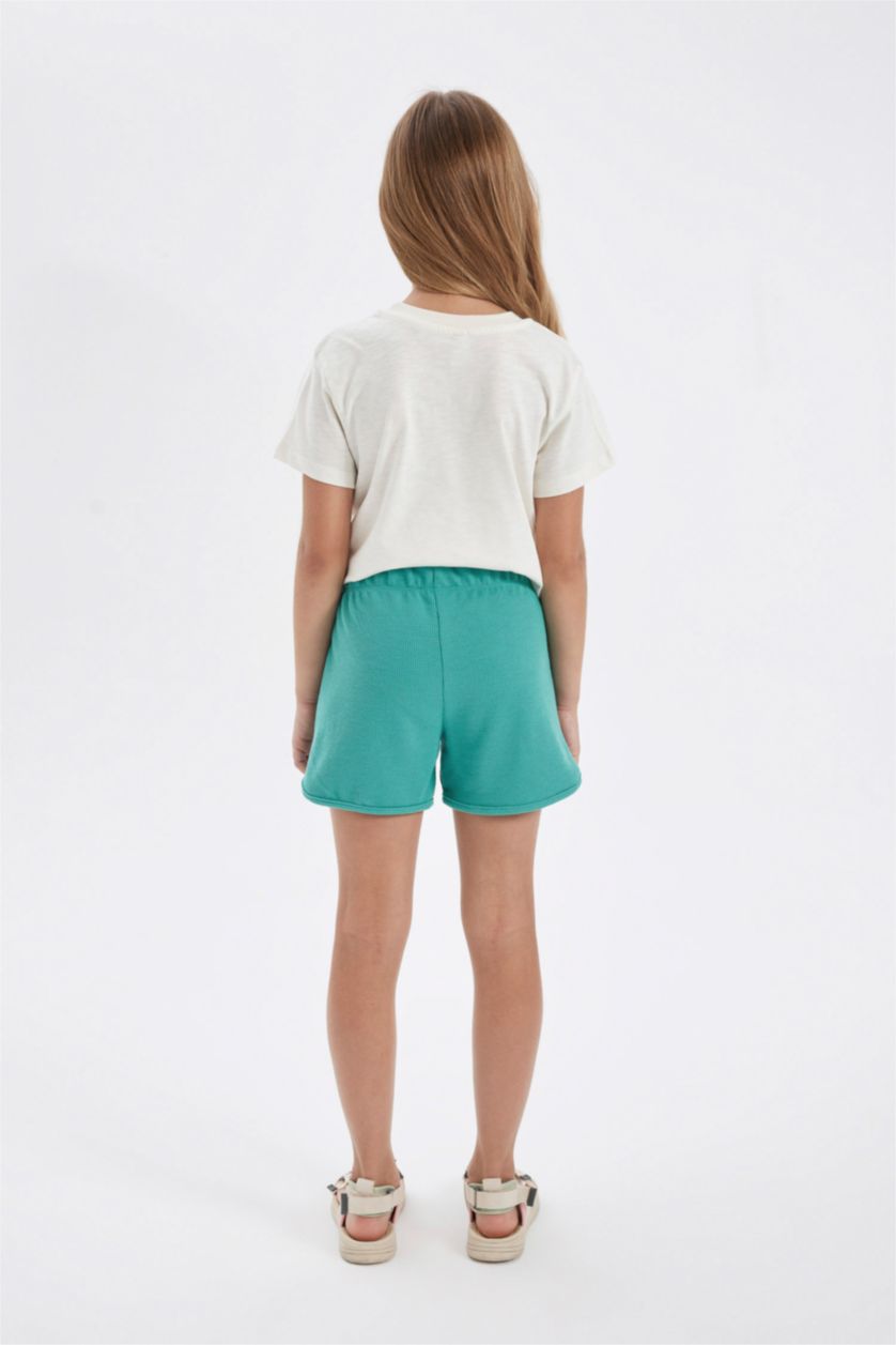 Kız Çocuk - Genç Kız Açık Yeşil Waffle Şort Kız Çocuk