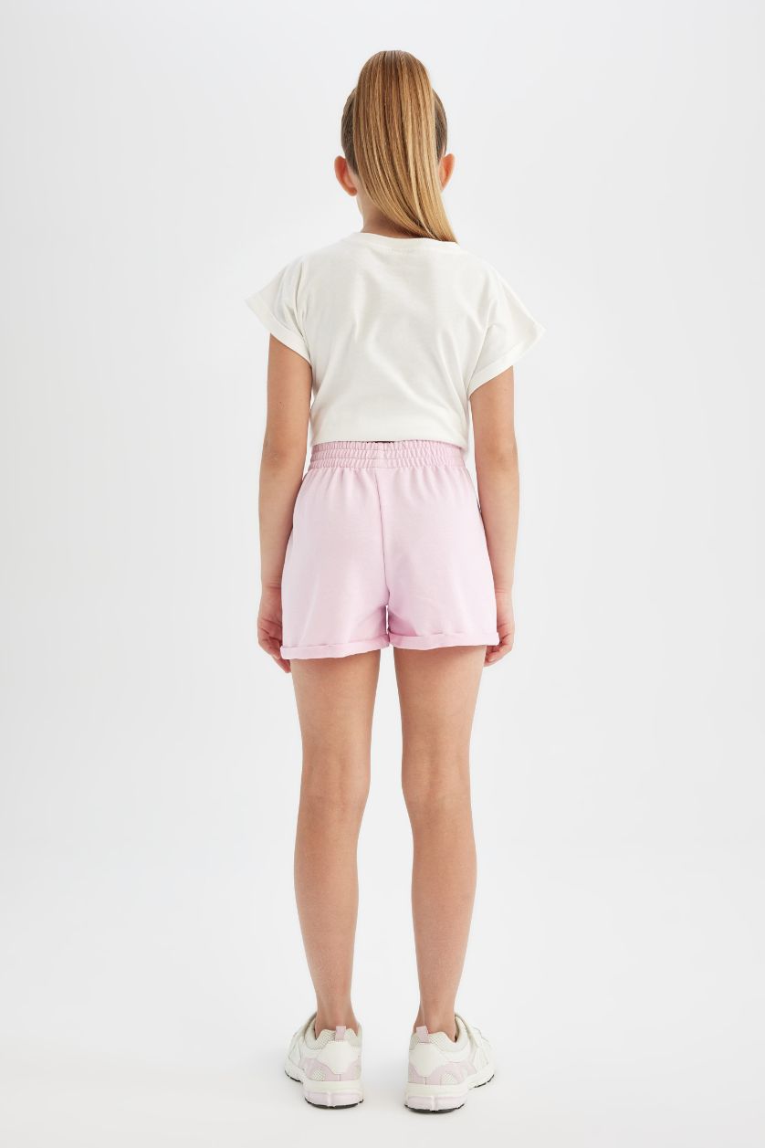 بناتي زهري فاتح شورت بناتي قماش رقيق مطبوع