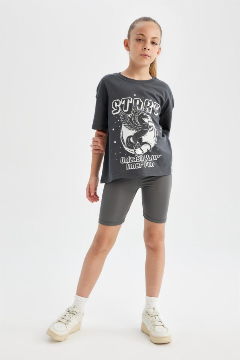 Girls & Teens Anthracite Girl Biker Short Leggings