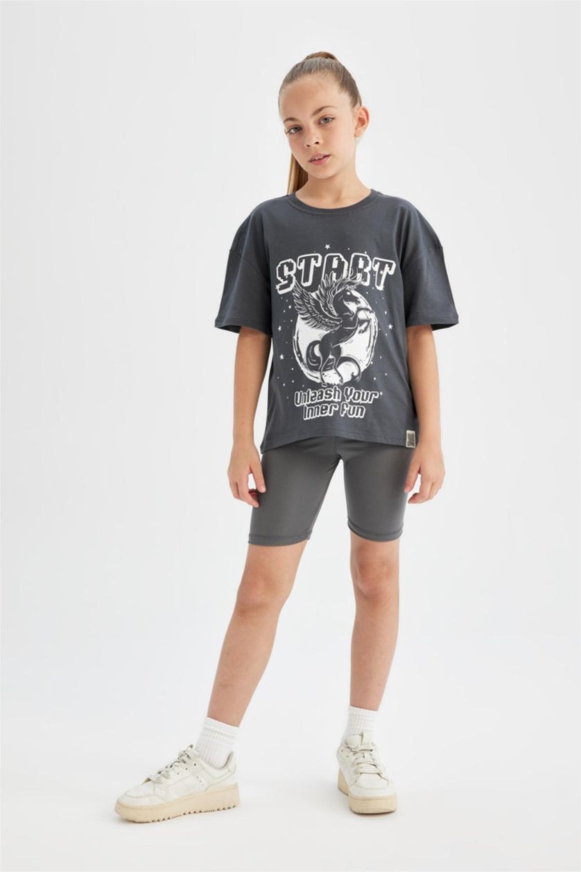 Girls & Teens Anthracite Girl Biker Short Leggings