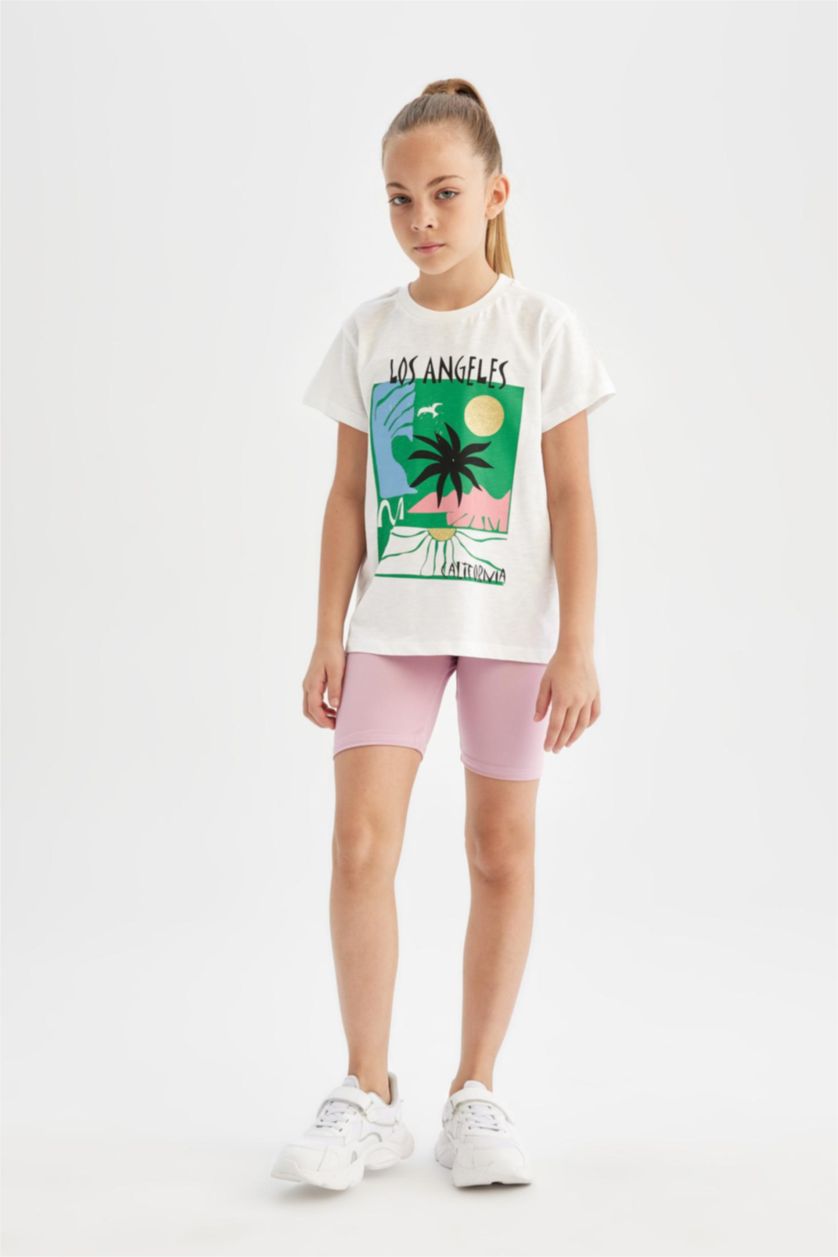 Girls & Teens Pink Girl Biker Biker Leggings