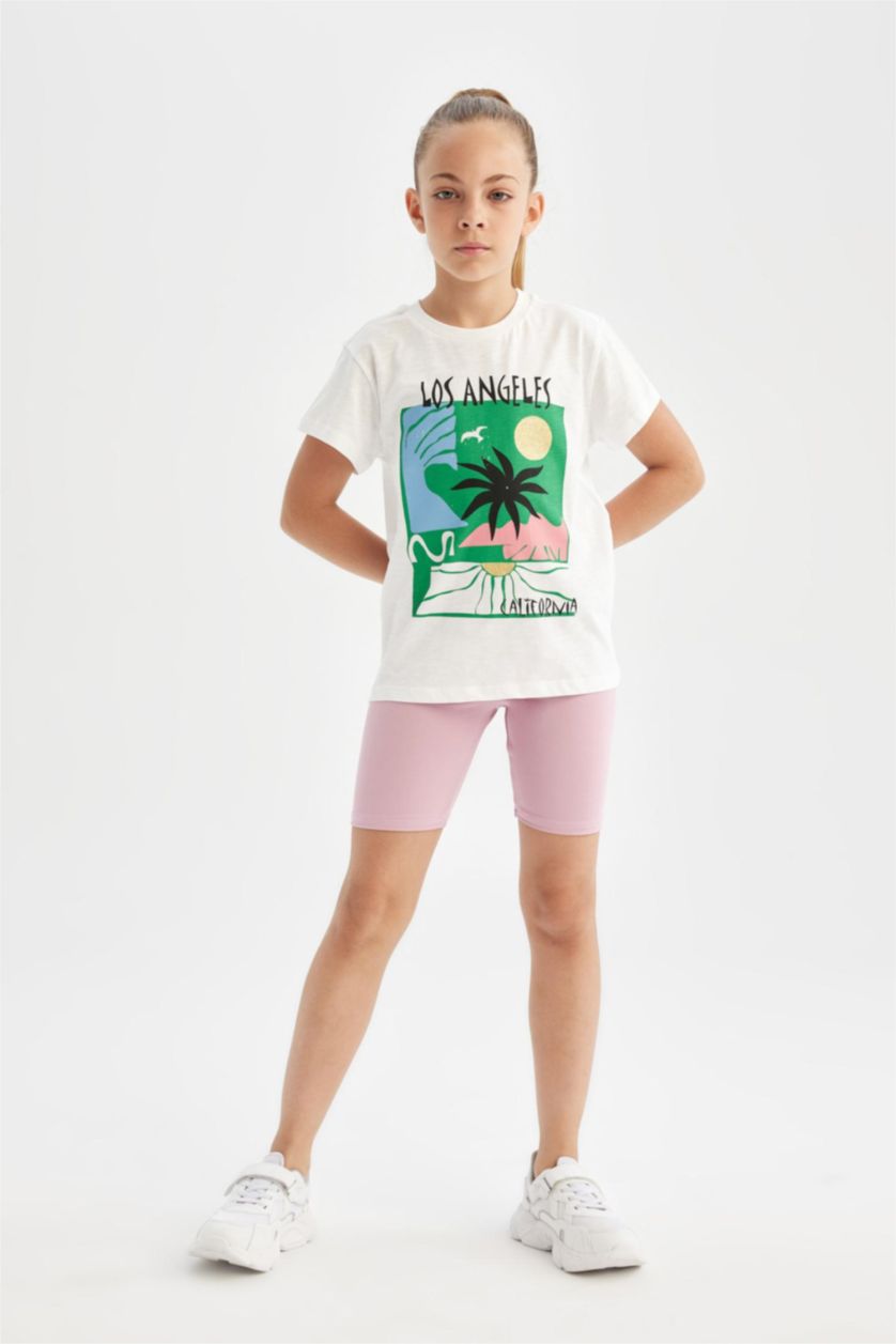 Girls & Teens Pink Girl Biker Biker Leggings