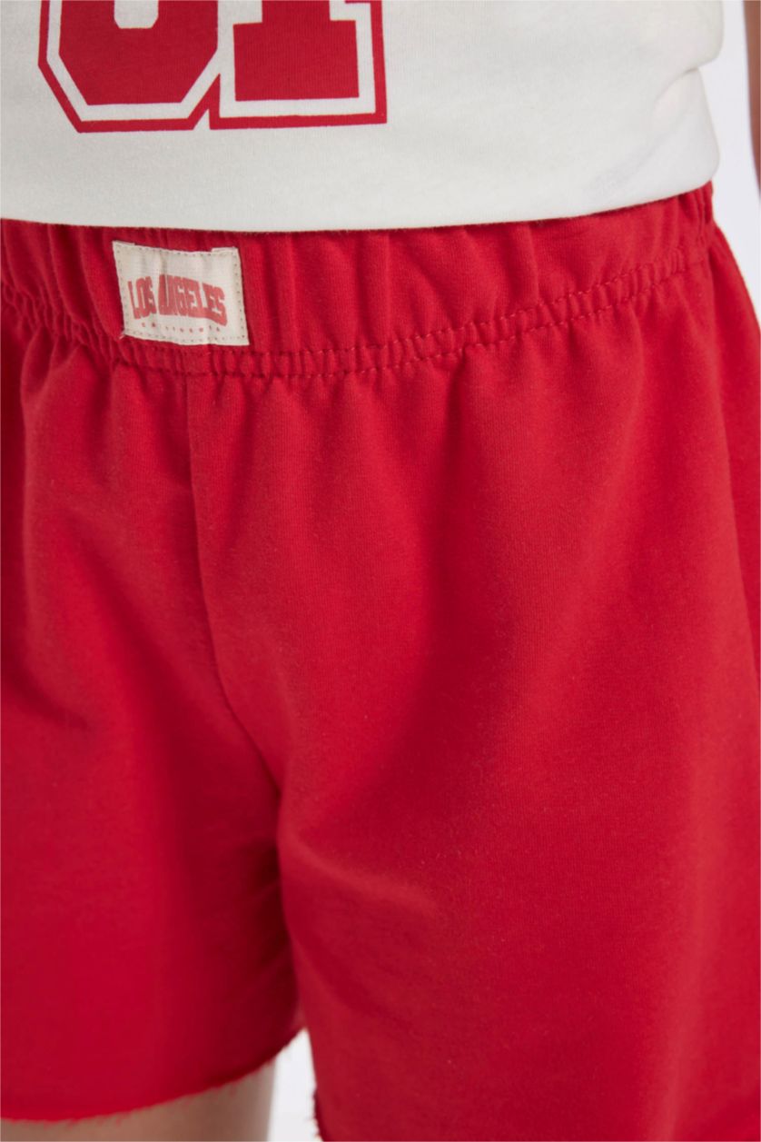 بنات أحمر شورت بناتي قماش رقيق