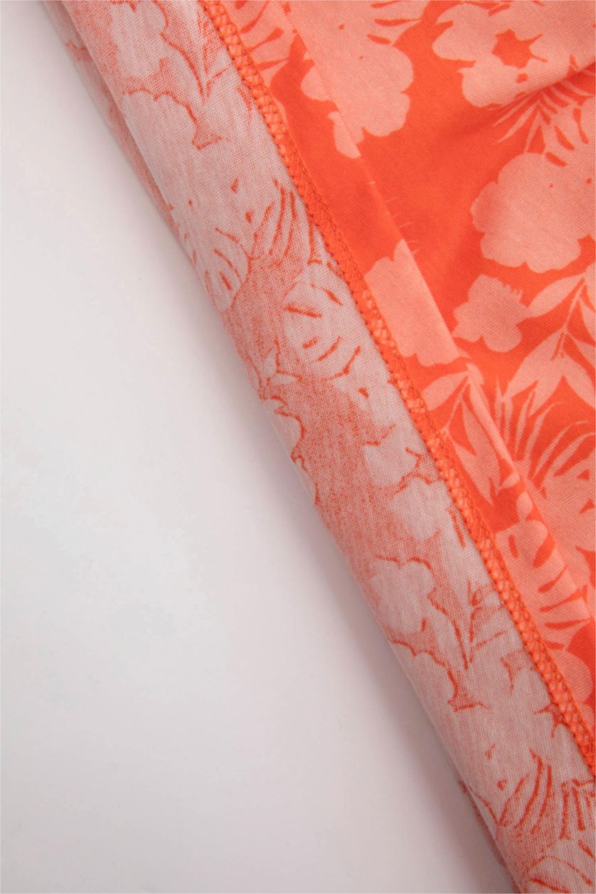 Baby Girl Orange Regular Fit Flower Sleeveless Knitted Dress