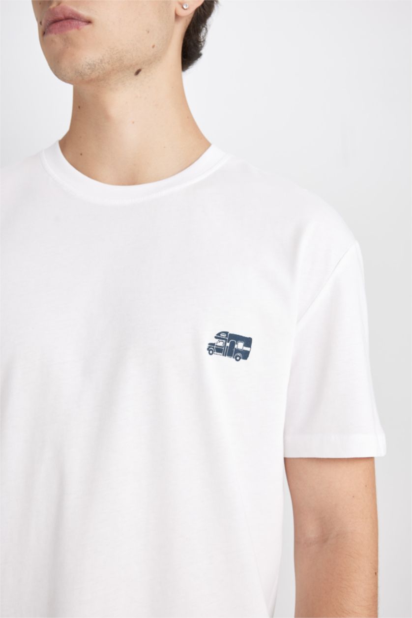 MAN NAVY Regular Fit Crew Neck Printed 2 Piece Pajama Set