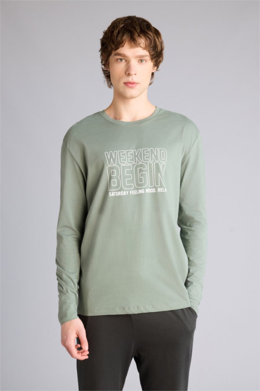 Erkek Açık Haki Regular Fıt Uzun Kollu 2'li Takım