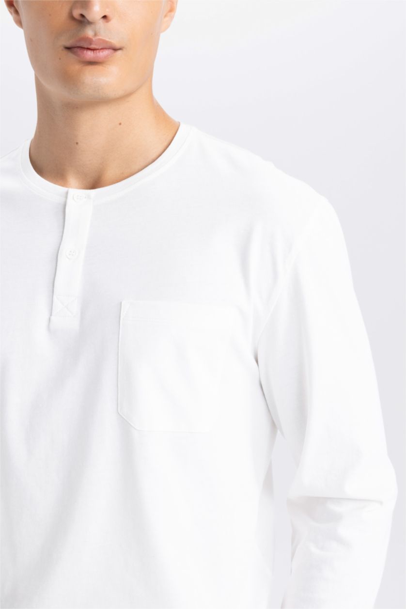 HOMME Blanc Ensemble de Pyjama avec Top basique uni et pantalon à carreaux pour Homme