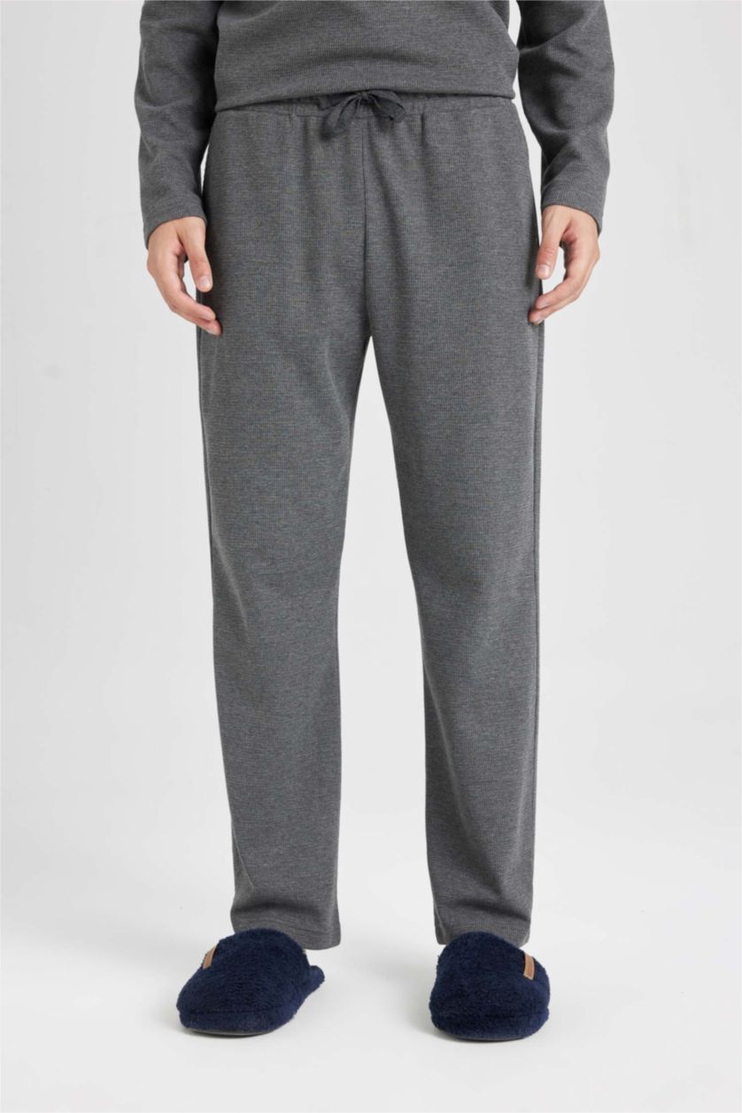 HOMME Anthracite Ensemble pyjama Haut imprimé à manches longues et à col rond et Pantalon