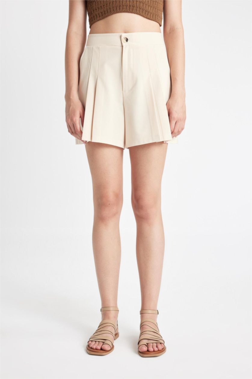 FEMME Beige Clair Short coupe régulière Taille Haute