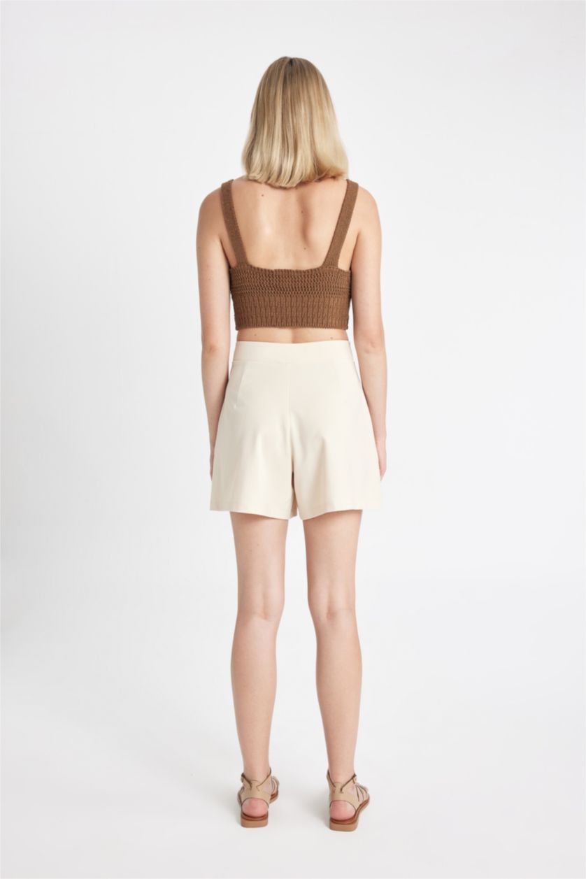 FEMME Beige Clair Short coupe régulière Taille Haute