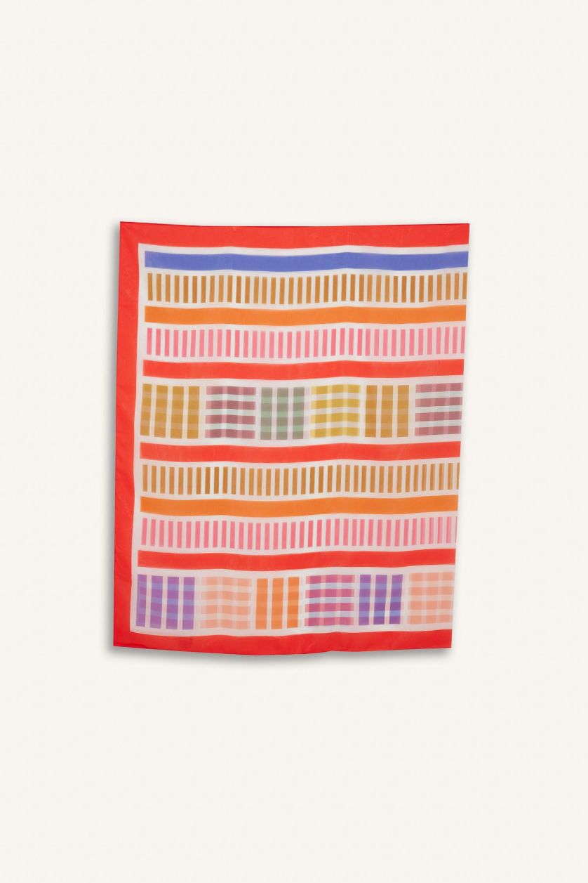 Kadın Açık Kırmızı Desenli Şifon Pareo