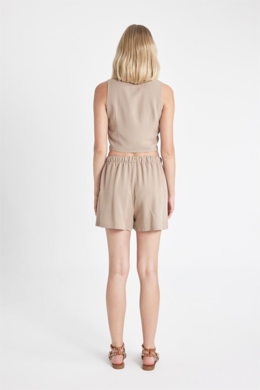 Woman Vison Regular Fit Normal Waist Linen Blend Shorts