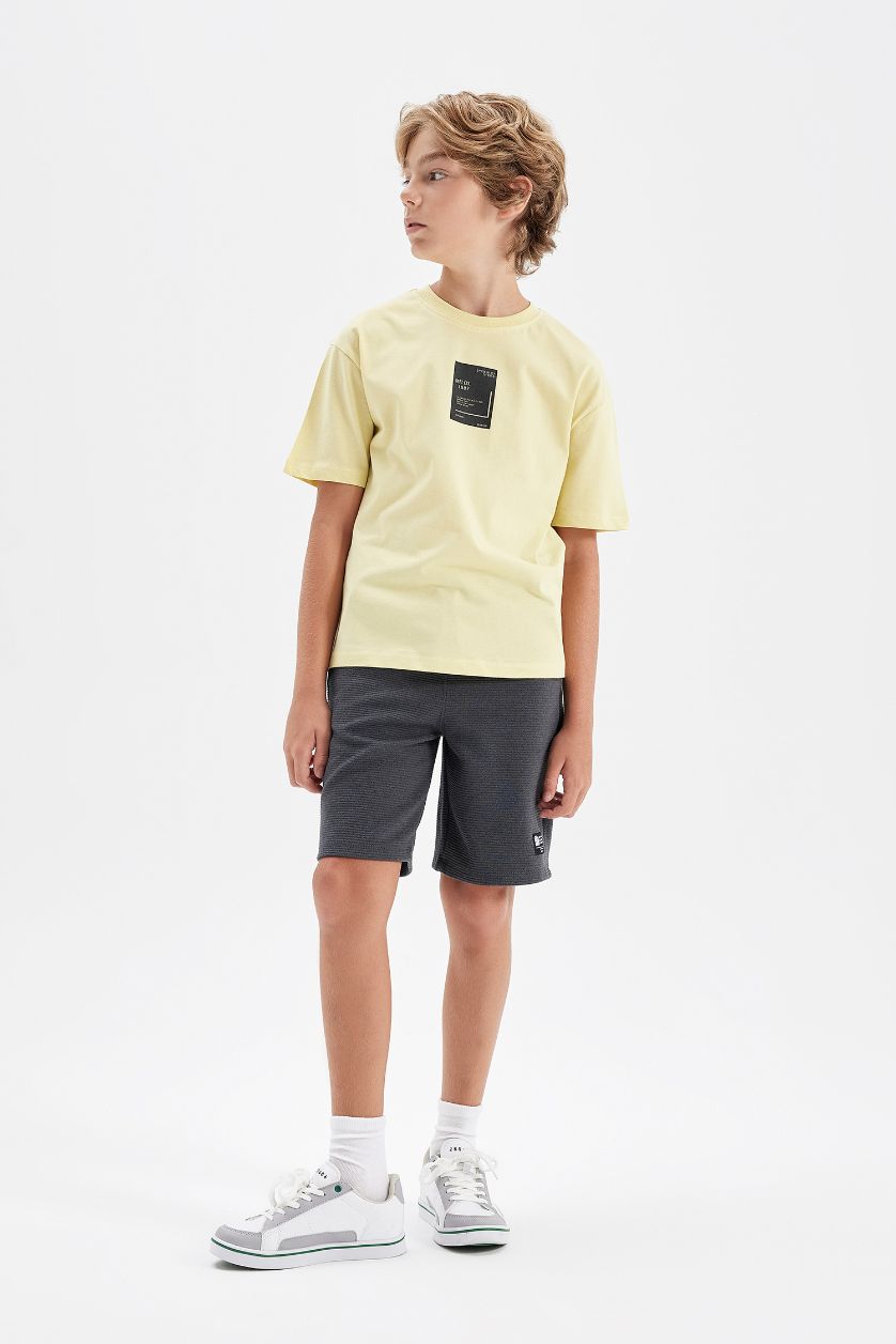 BOYS & TEENS Light Green Boy Oversize Fit Crew Neck Printed T-Shirt