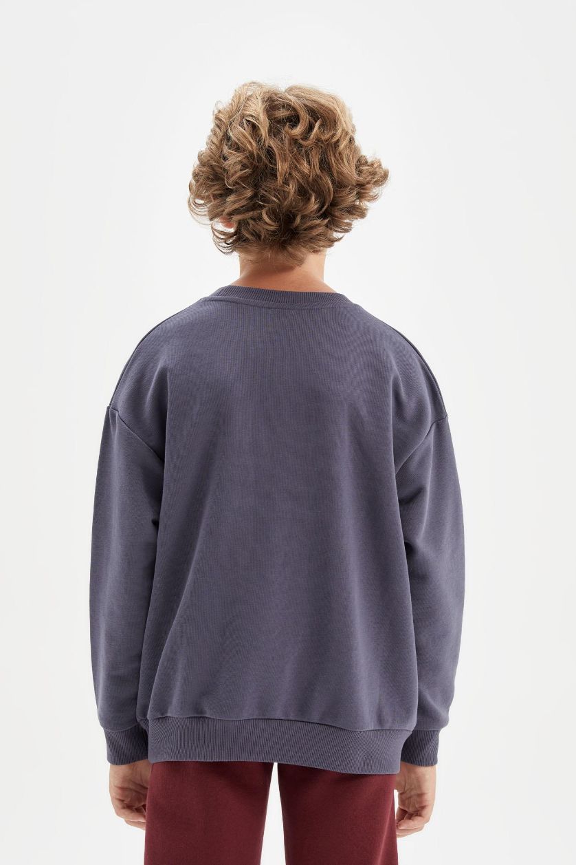 BOYS & TEENS Indigo Boy Oversize Fit Printed School Sweatshirt