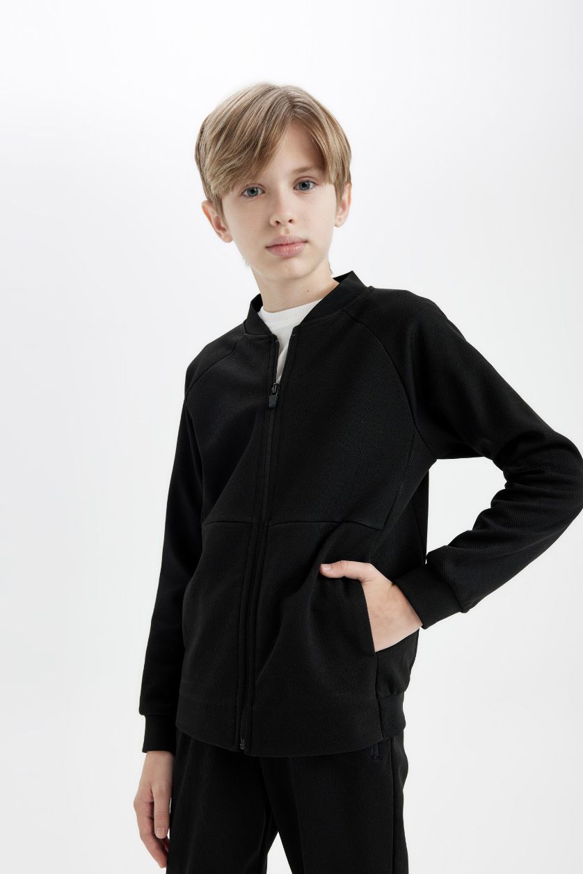 أولادي أسود كارديجان خفيف قصة واسعة بومبر