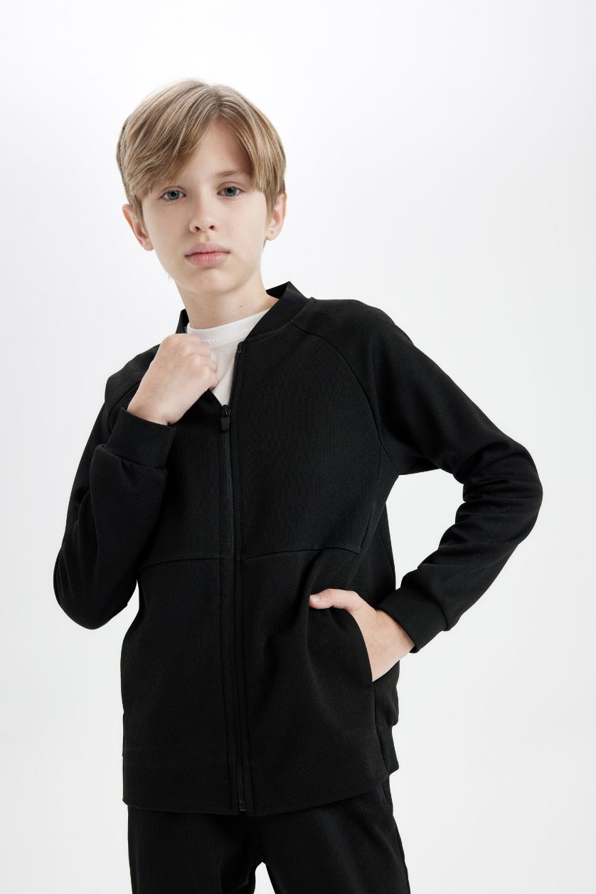 أولادي أسود كارديجان خفيف قصة واسعة بومبر