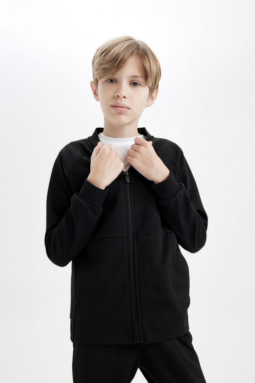 أولادي أسود كارديجان خفيف قصة واسعة بومبر