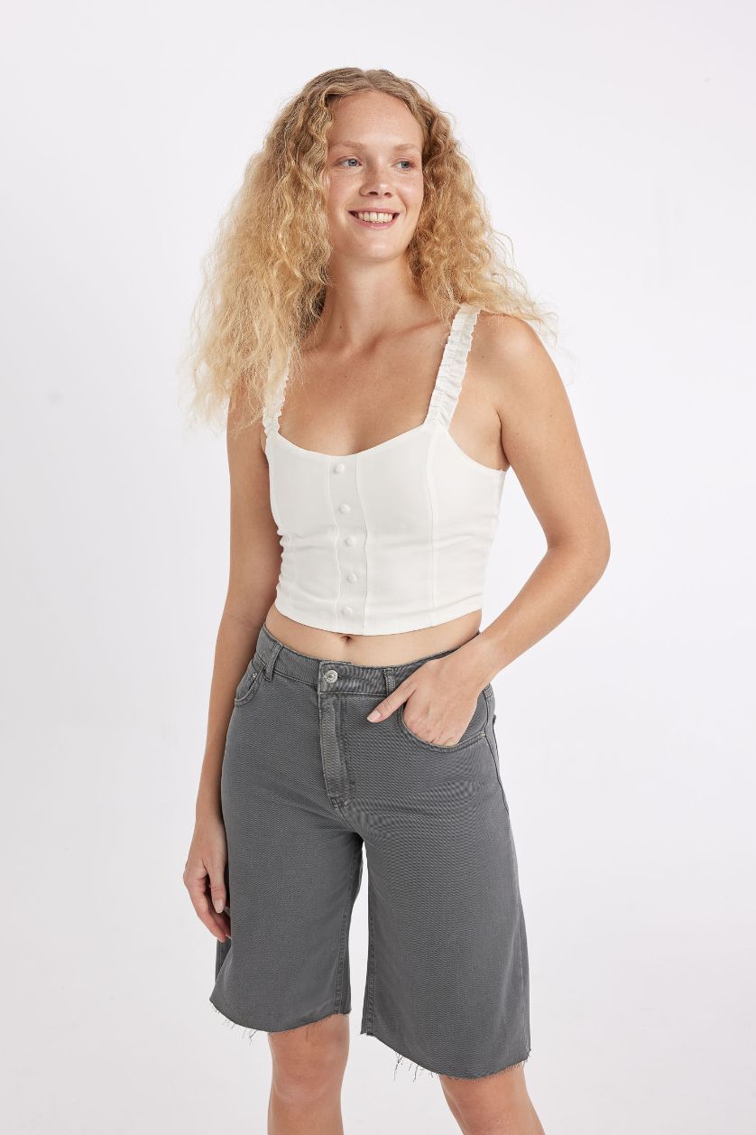 نساء اوف وايت بلوزة بدون كم برقبة V