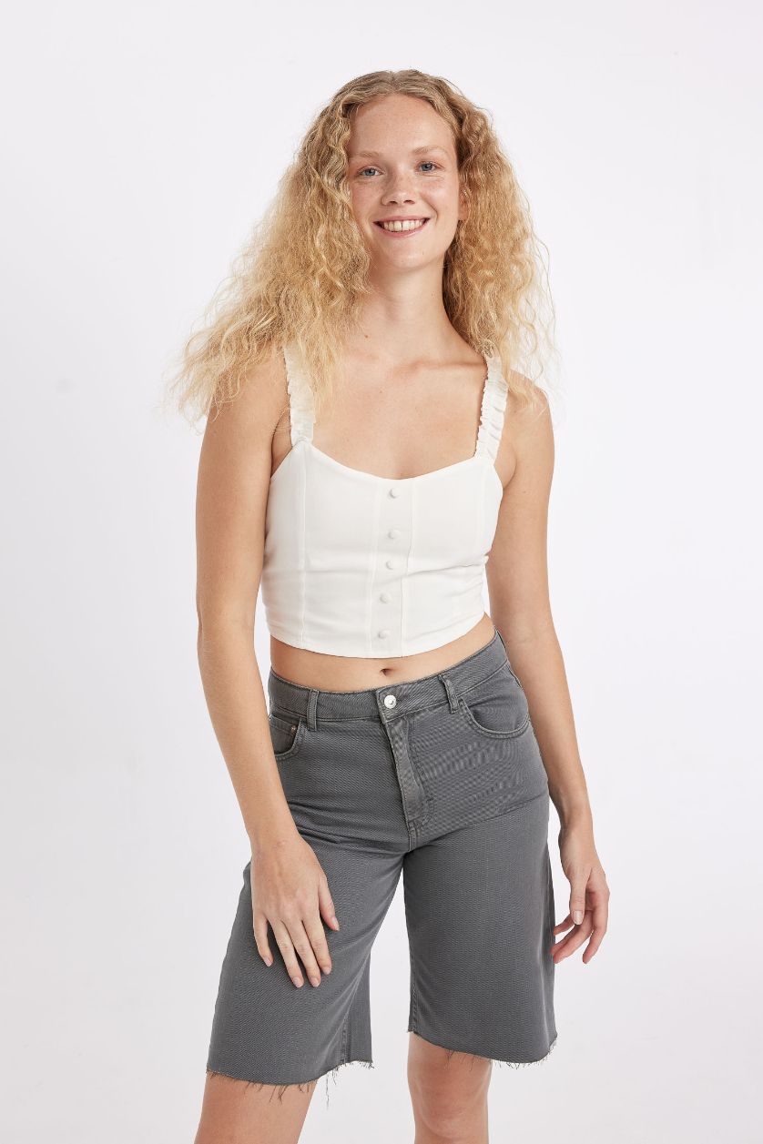 نساء اوف وايت بلوزة بدون كم برقبة V