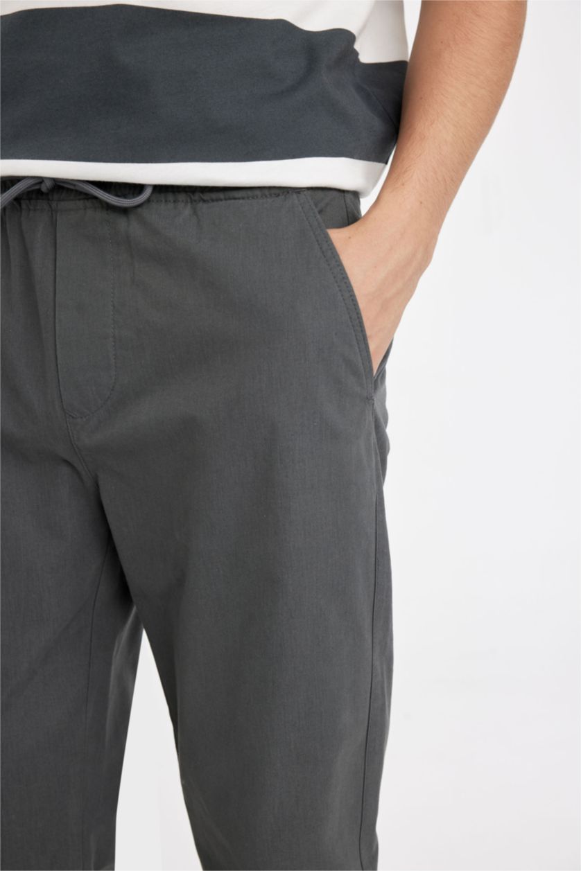 رجال رمادي داكن سروال منسوج جوجر فيت