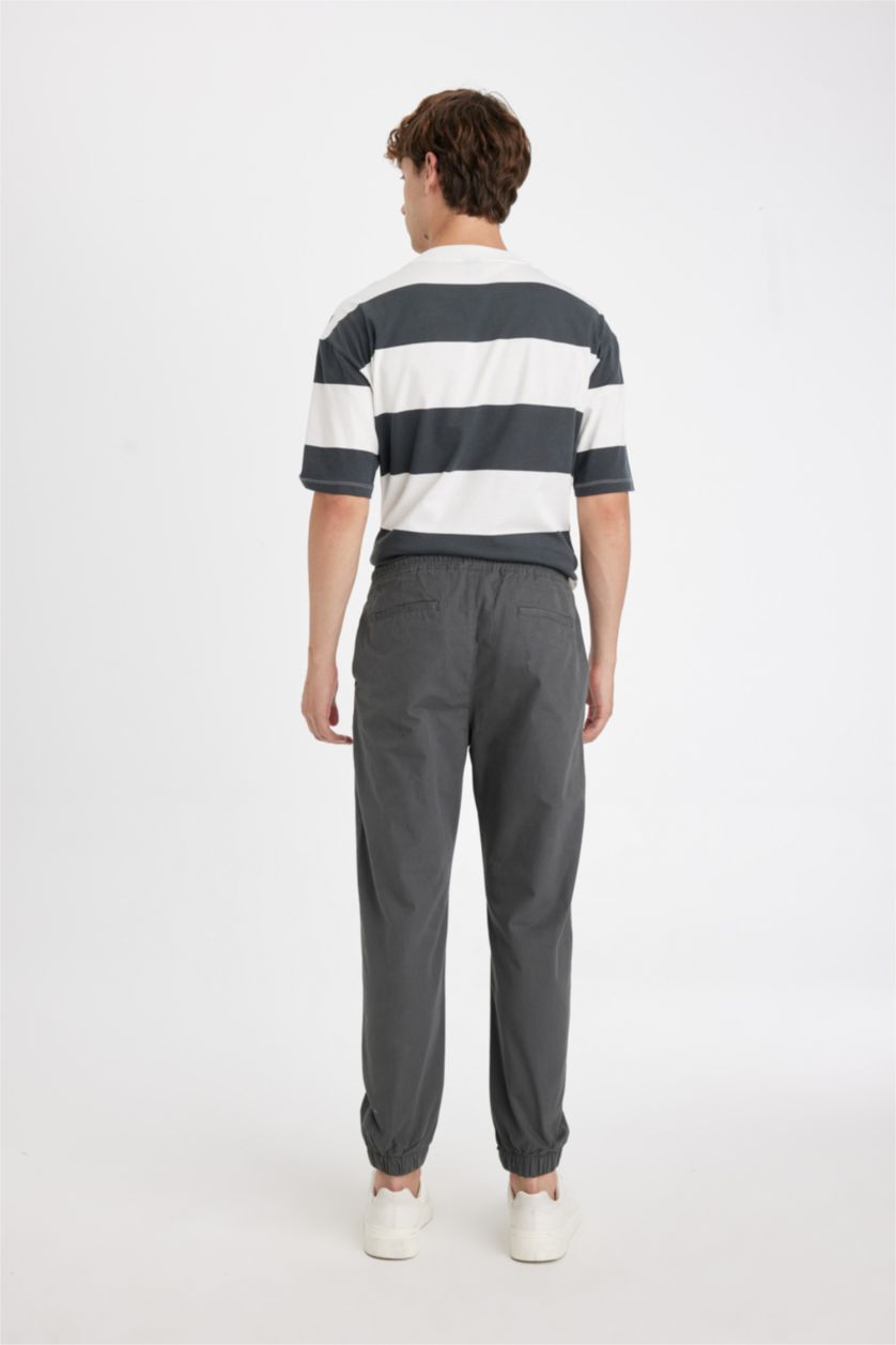 رجال رمادي داكن سروال منسوج جوجر فيت