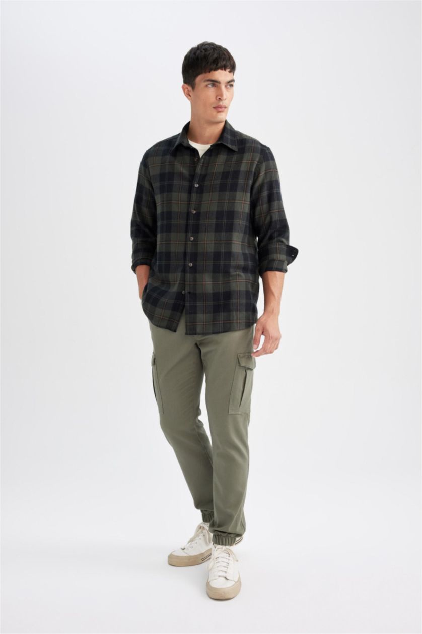 Man Light Green Tactical Tied Waist Elastic Leg Jogger Cargo Pants