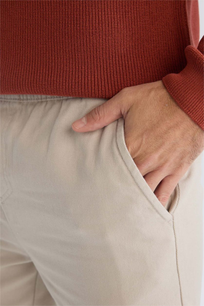 Мужчины Слоновая кость Хлопковые штаны "Регулярный крой"