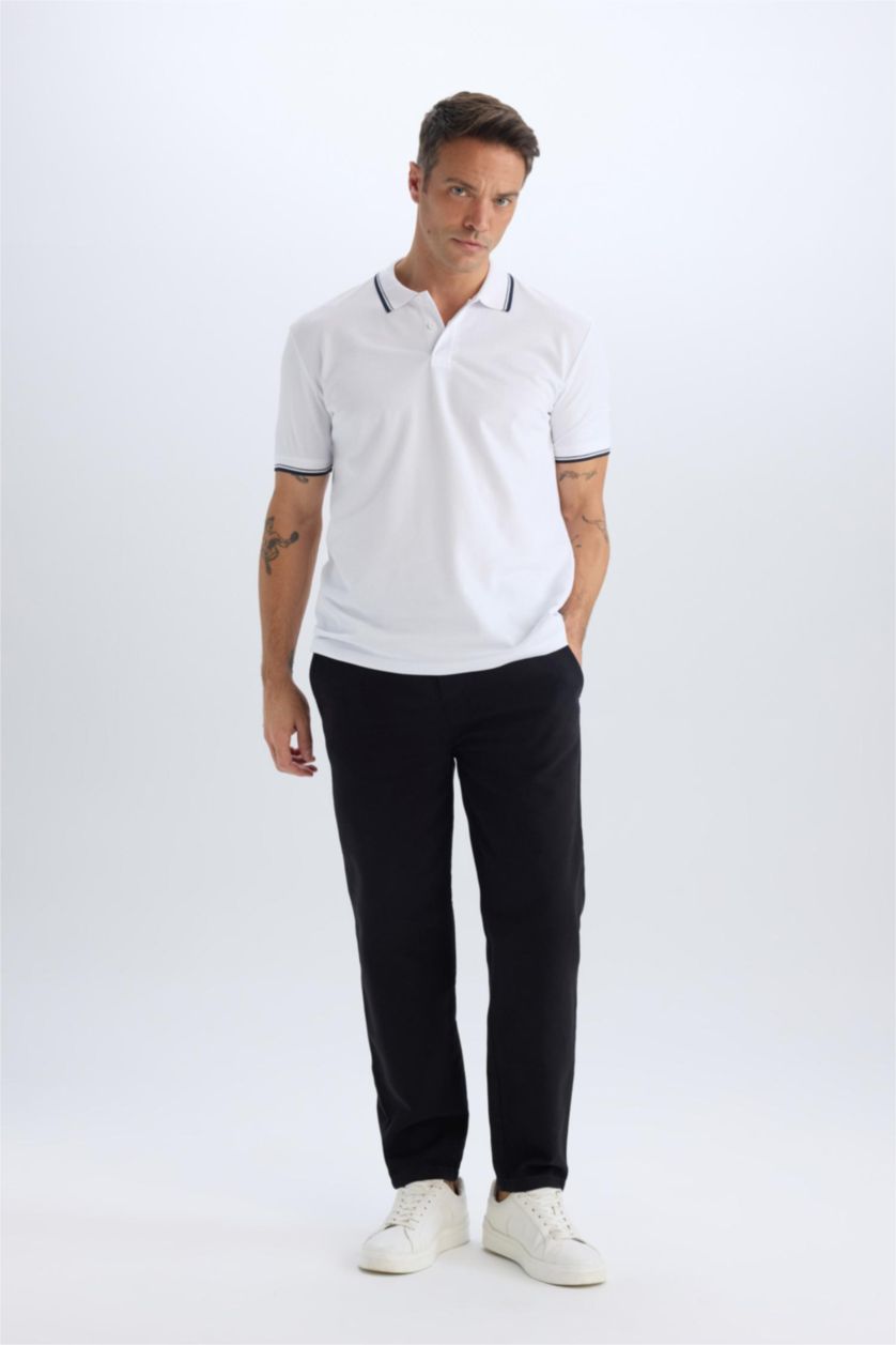 رجال أسود بنطرون قطن قصة عادية