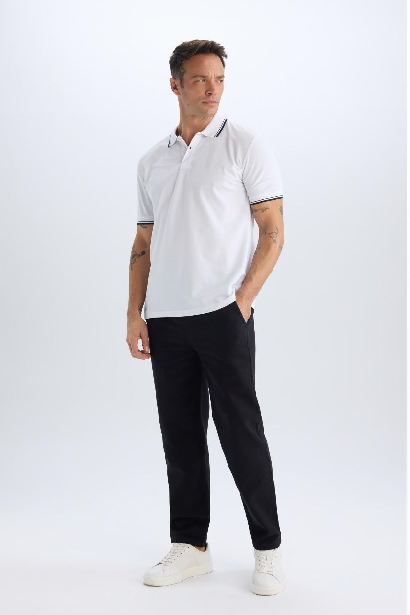 رجال أسود بنطرون قطن قصة عادية