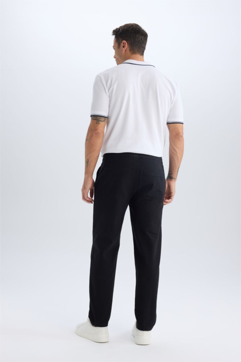 رجال أسود بنطرون قطن قصة عادية