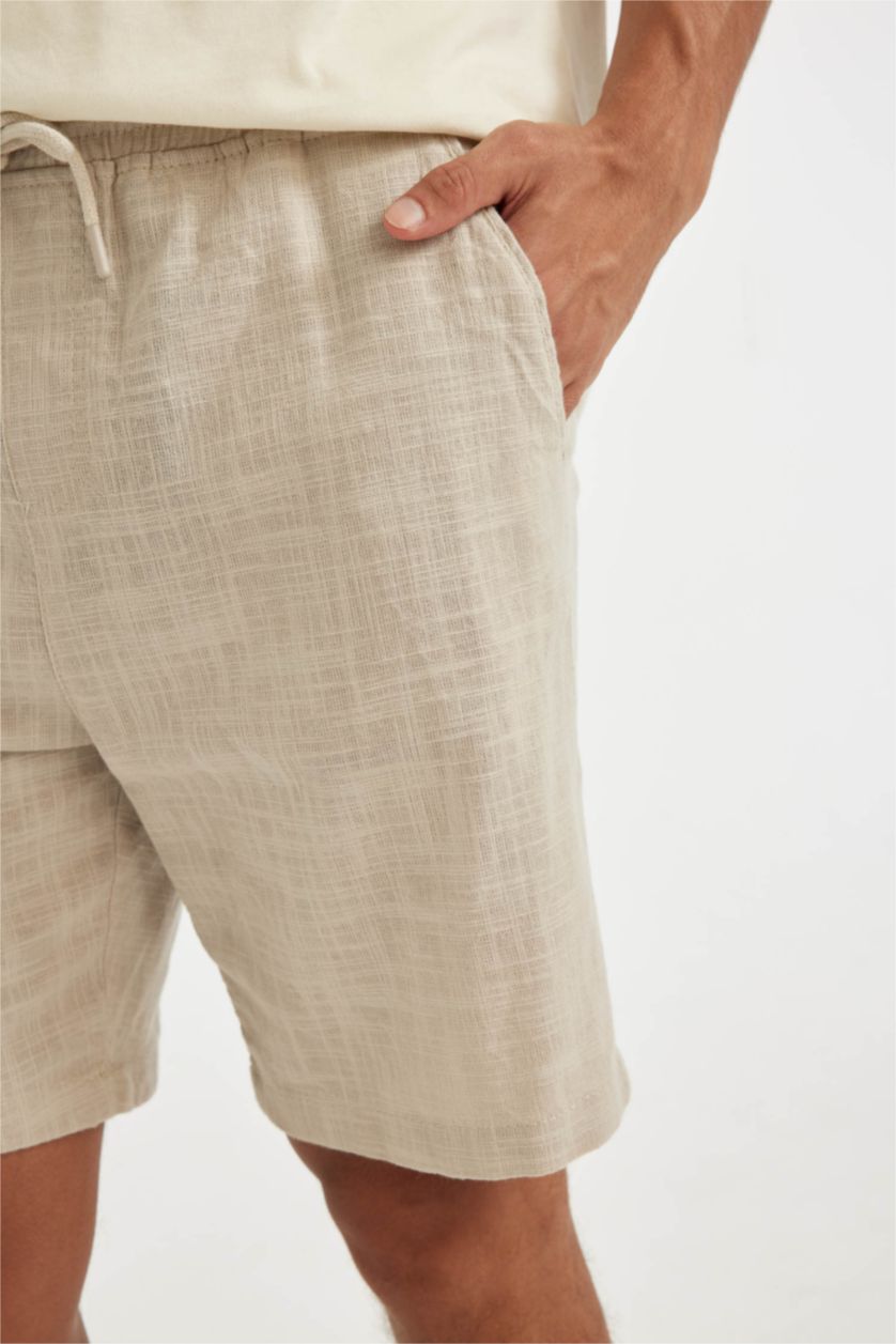 MAN Beige Relax Fit Cotton Bermuda Shorts