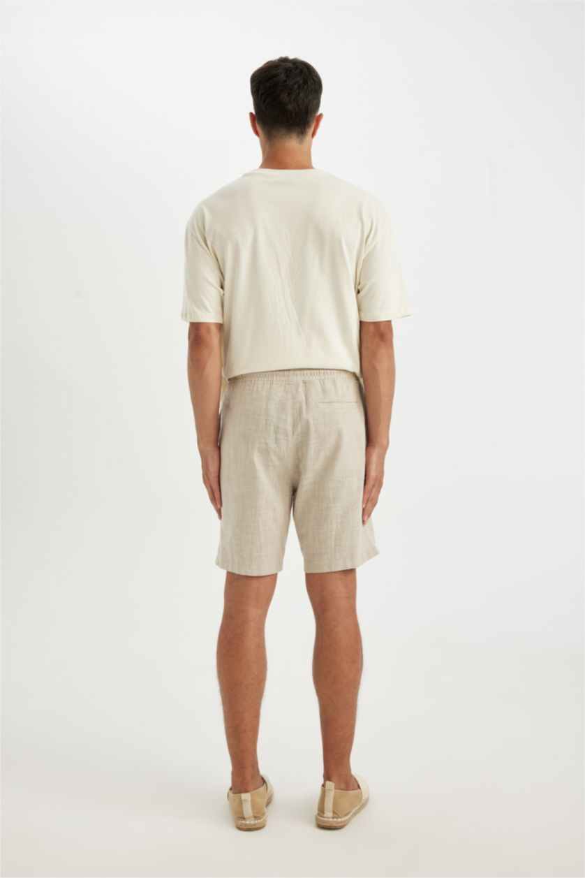 MAN Beige Relax Fit Cotton Bermuda Shorts