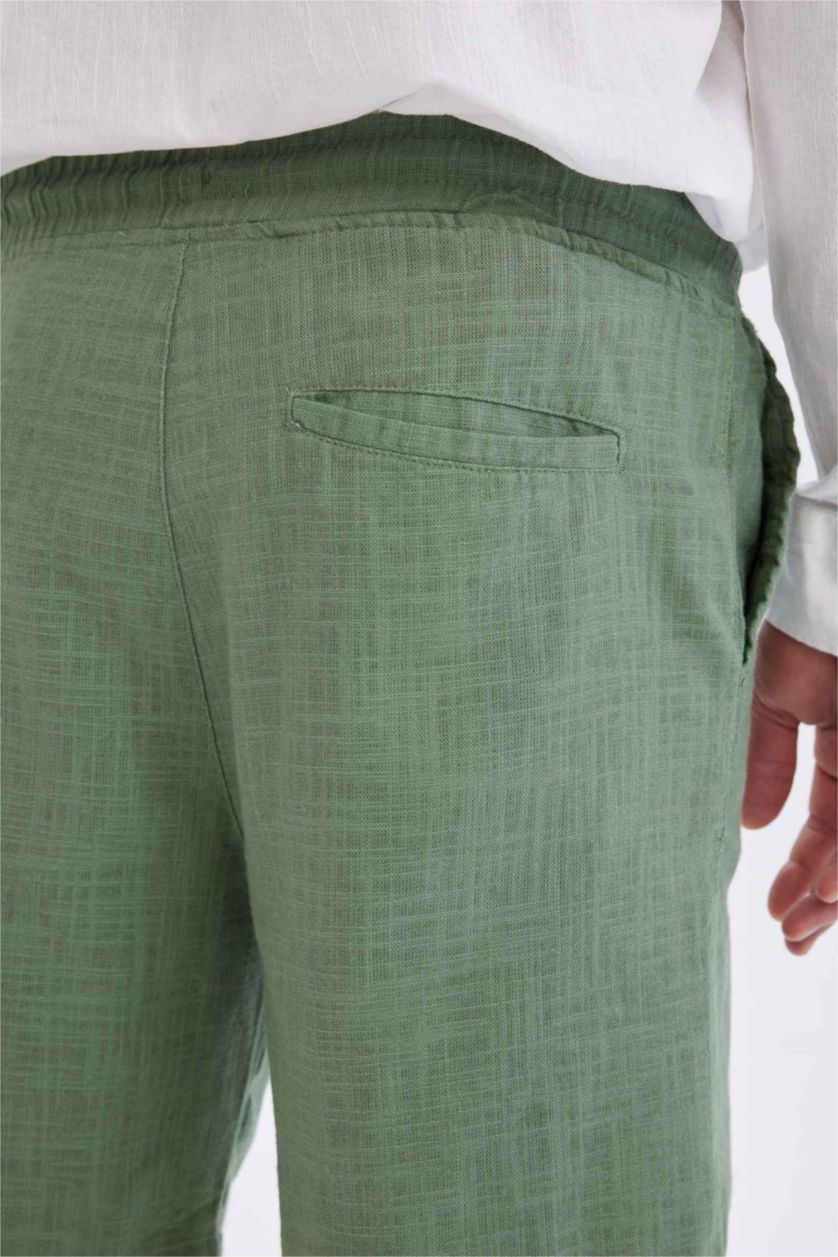 Erkek Yeşil %100 Pamuk Relax Fit Bermuda Şort