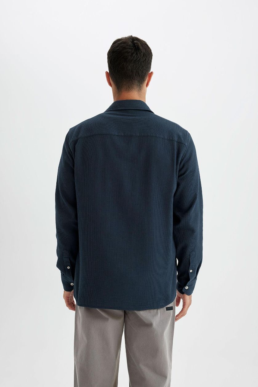 HOMME Anthracite Chemise à Manches Longues en Tricot Coton à Col Polo