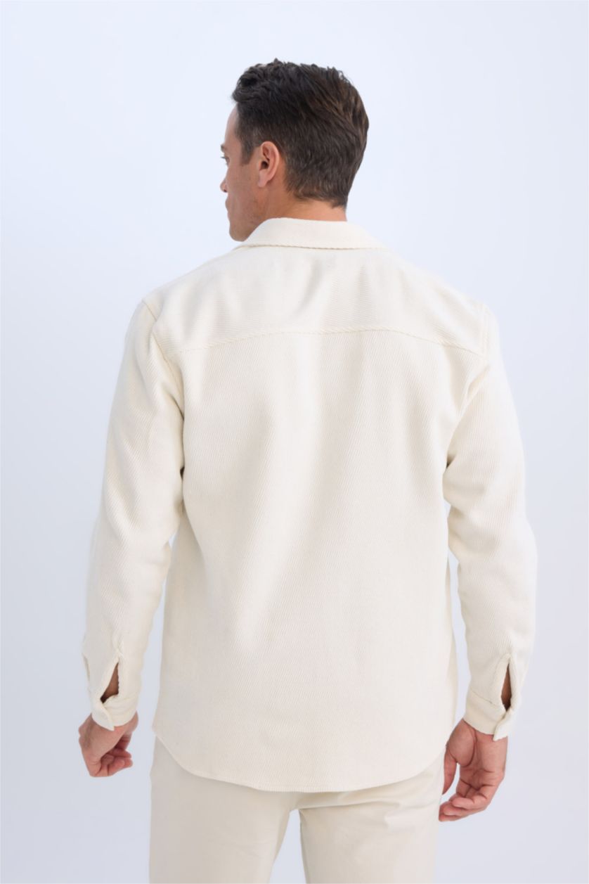 رجال بيج فاتح قميص فلانيل قصة مريحة بياخة بولو