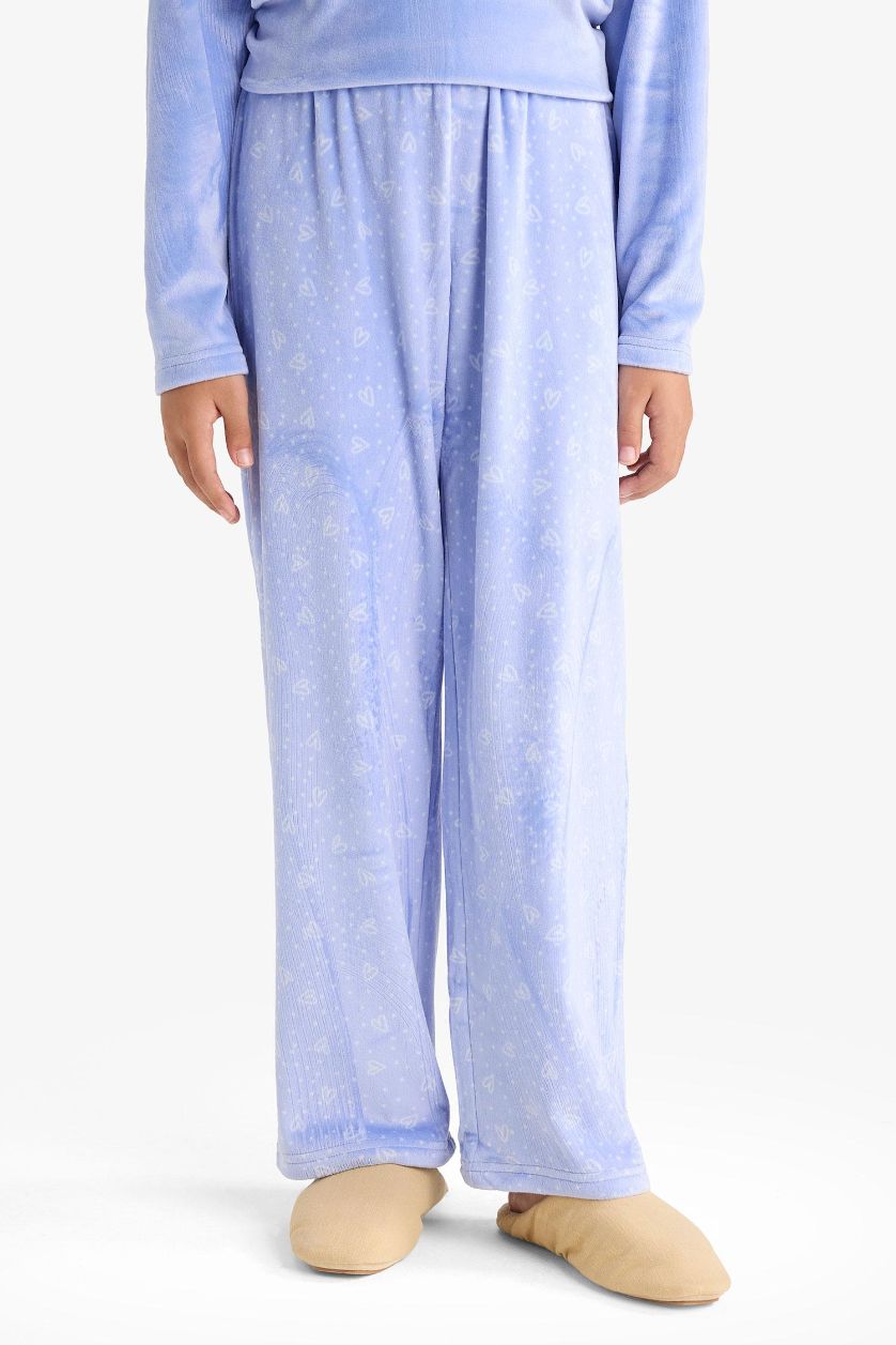 Kız Çocuk - Genç Kız Açık Mavi Pijama Takımı Polar Uzun Kollu Üst Uzun Alt Kız Çocuk