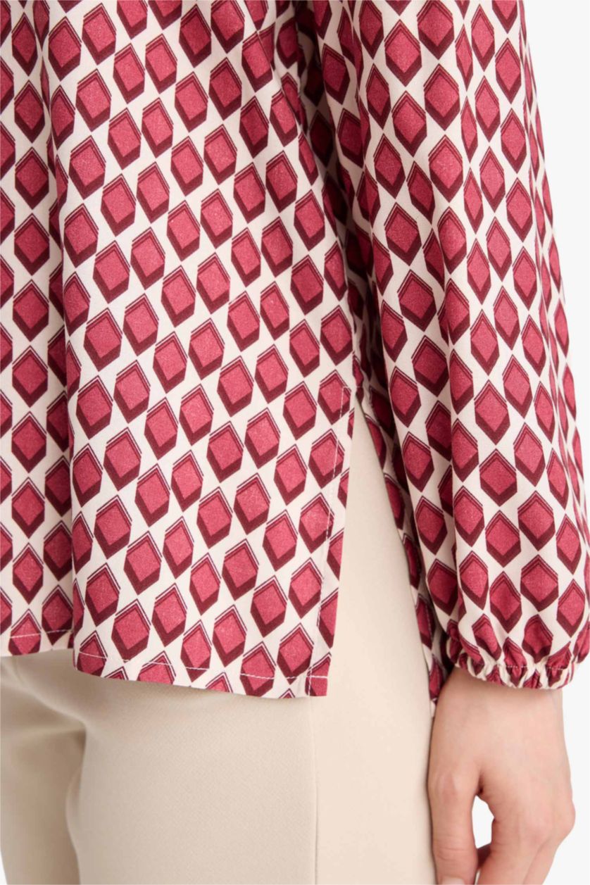 نساء خمري قميص ردن طويل قصة عادية بياخة V