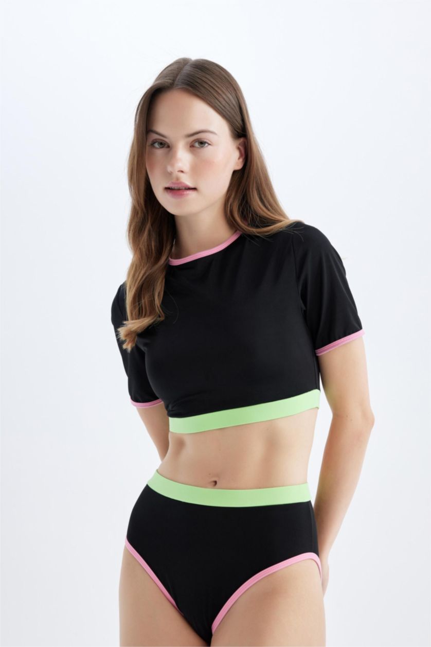 Woman Black Fall in Love Regular Fit Bikini Bottom