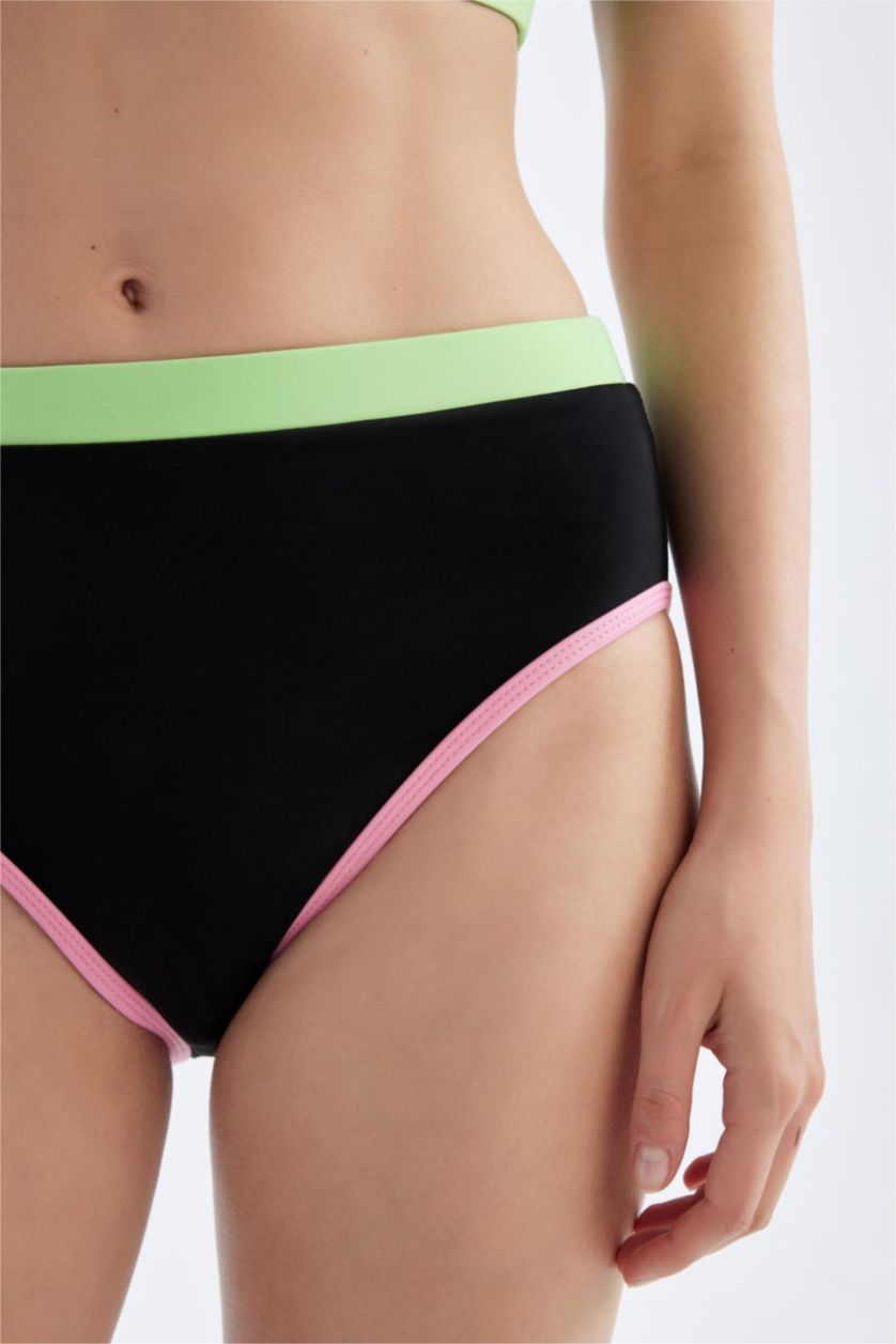 Woman Black Fall in Love Regular Fit Bikini Bottom