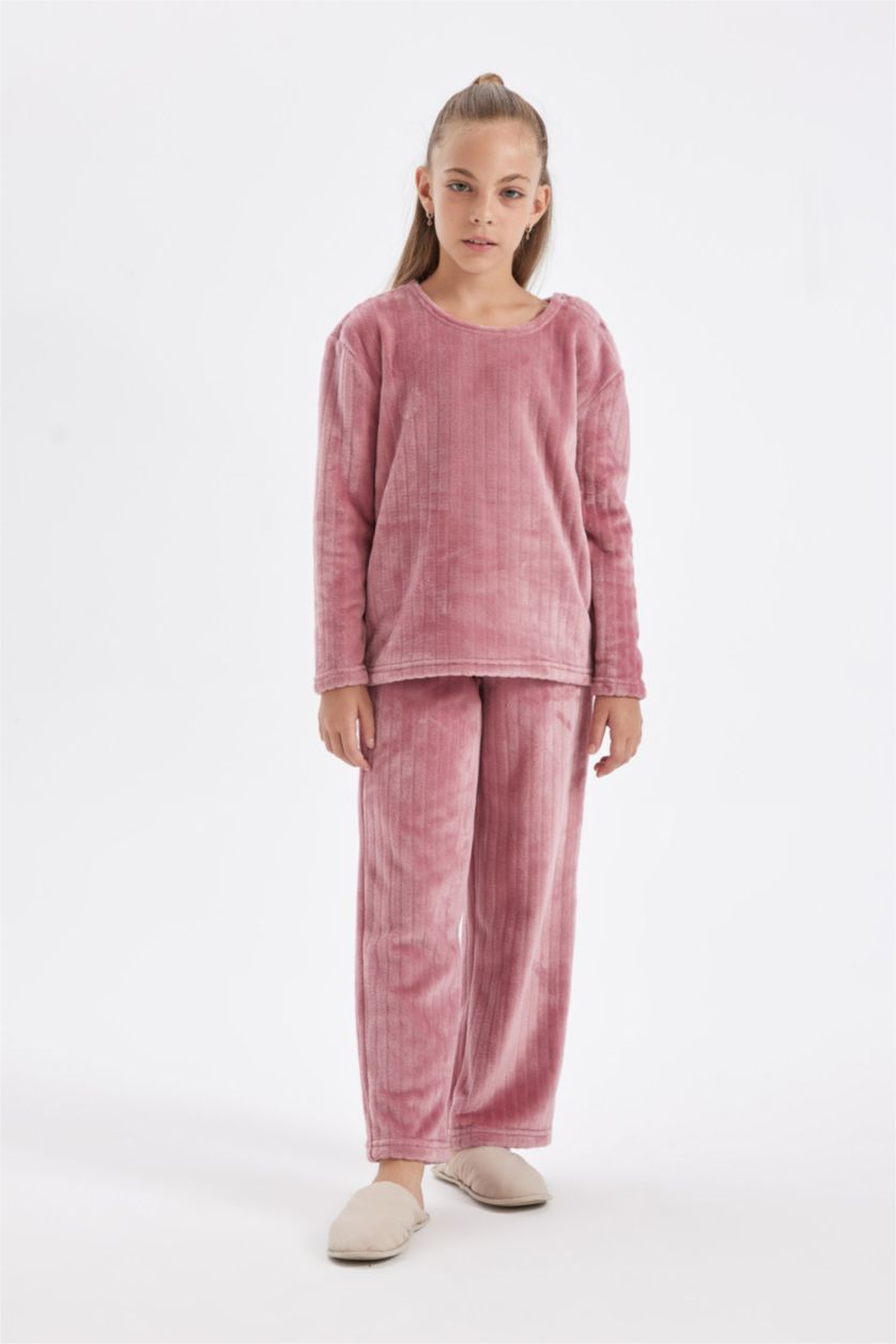 GIRLS & TEENS Rose Girl Fleece Long Sleeve 2 Piece Pajama Set