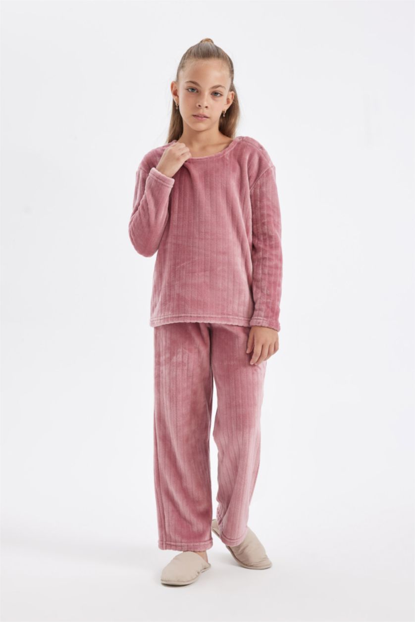 GIRLS & TEENS Rose Girl Fleece Long Sleeve 2 Piece Pajama Set